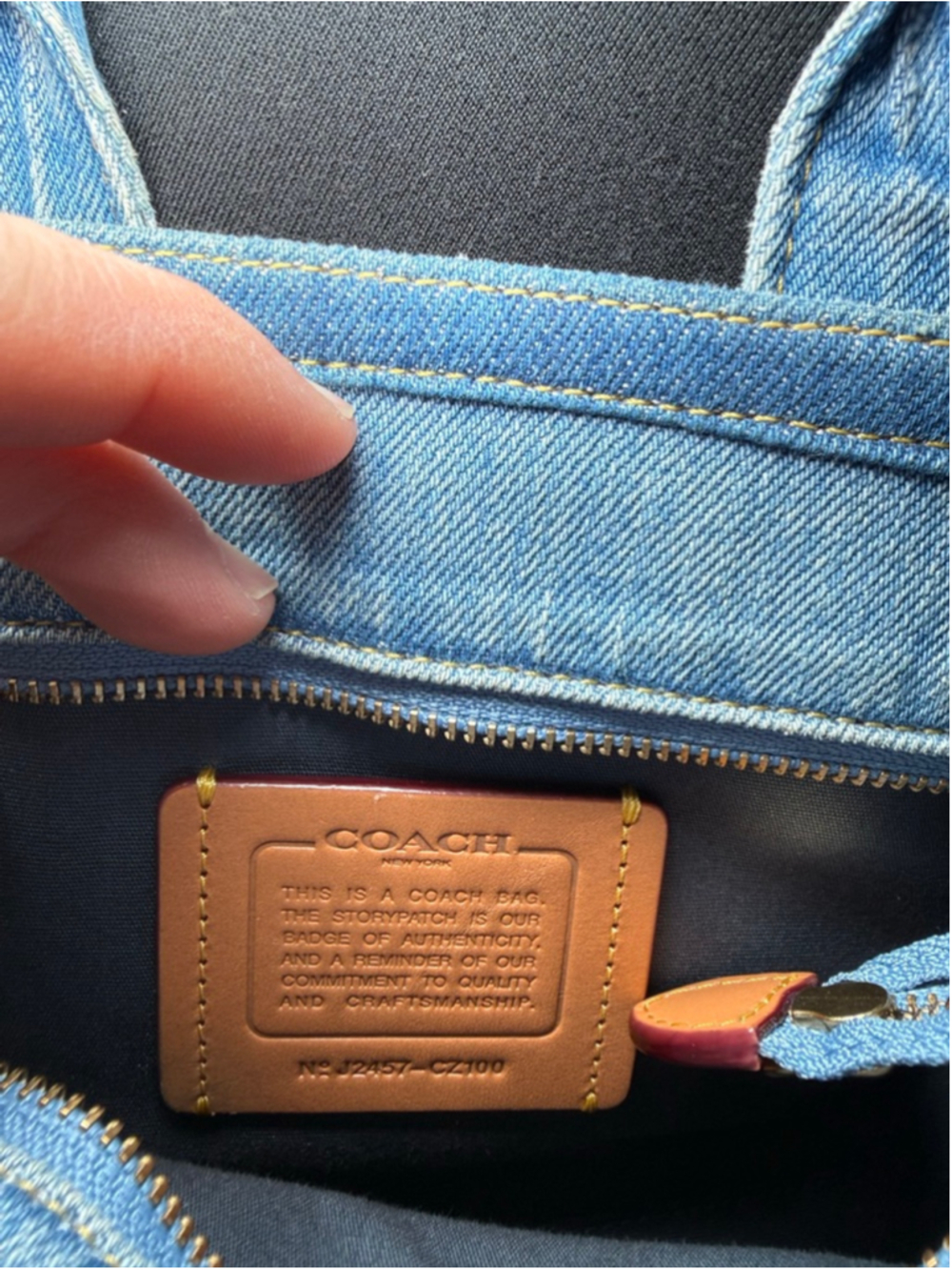 Women's Coach Denim Mini Bag One Size Blue Brown - Picture 4 of 5